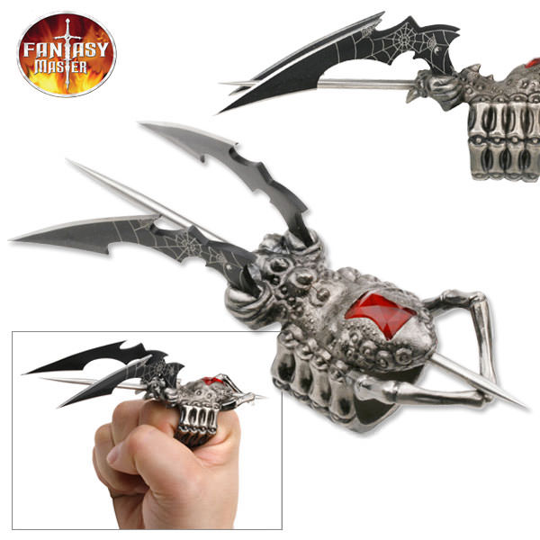Rare Metal Spider Ring Knife With Two Blades And Spike In The Middle - Tophatter's Army Products & Self Defense Collectible Weapons - Tophatter Daily Deals